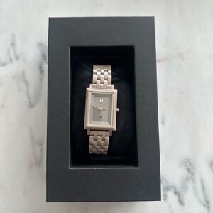 MVMT Taupe Signature Square Ceramic Watch with Gold Details